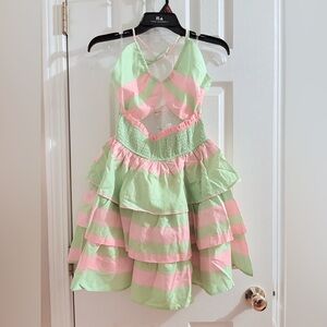 Chic Striped Pink and Green Dance Dress